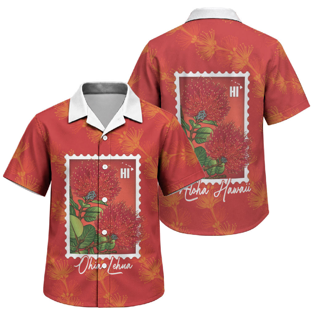 Aloha Hawaii Ohia Lehua Family Matching Summer Maxi Dress and Hawaiian Shirt Hawaiian Lei Stylized Stamp LT14 Son's Shirt Red - Polynesian Pride