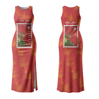 Aloha Hawaii Ohia Lehua Family Matching Tank Maxi Dress and Hawaiian Shirt Hawaiian Lei Stylized Stamp LT14 Mom's Dress Red - Polynesian Pride