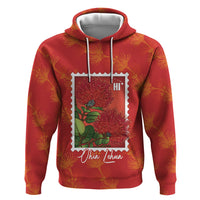 Aloha Hawaii Ohia Lehua Zip Hoodie Hawaiian Lei Stylized Stamp LT14 Pullover Hoodie Red - Polynesian Pride