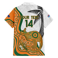 Custom Fiji And Australia Rugby Family Matching Puletasi and Hawaiian Shirt Fijian Palm Tree Mix Aussie Kangaroo LT14 - Polynesian Pride