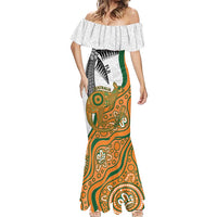Custom Fiji And Australia Rugby Mermaid Dress Fijian Palm Tree Mix Aussie Kangaroo LT14 - Polynesian Pride