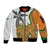 Custom Fiji And Australia Rugby Sleeve Zip Bomber Jacket Fijian Palm Tree Mix Aussie Kangaroo