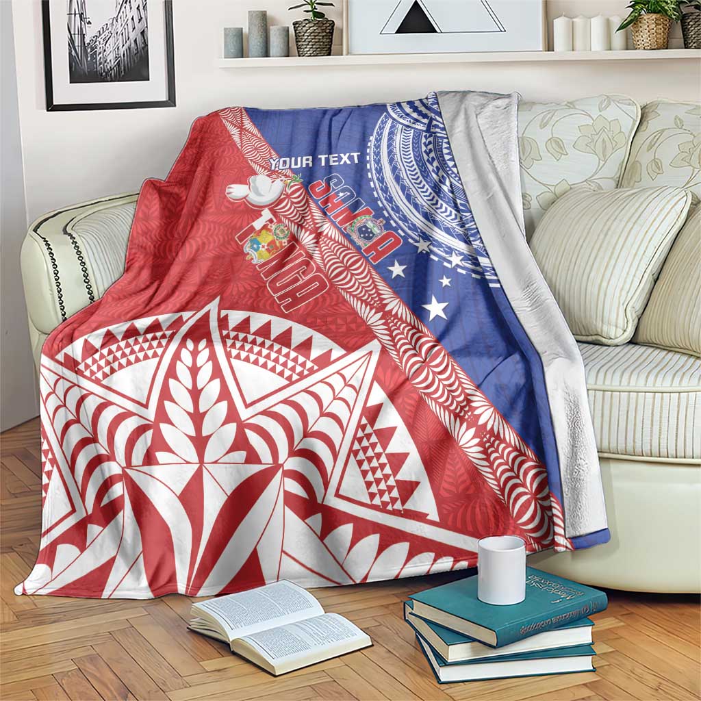 Tonga and Samoa Rugby Custom Blanket Ikale Tahi Manu Samoa Together - Polynesian Pride
