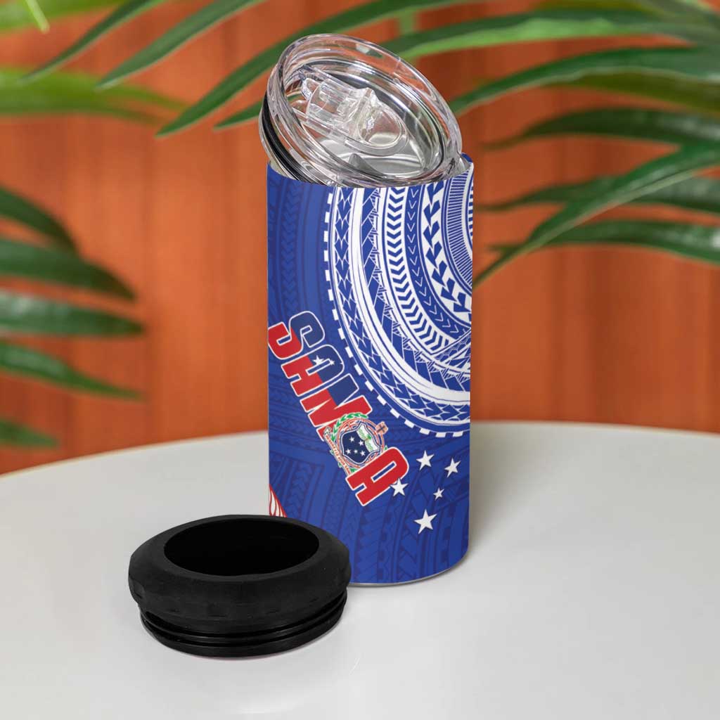 Tonga and Samoa Rugby 4 in 1 Can Cooler Tumbler Ikale Tahi Manu Samoa Together - Polynesian Pride