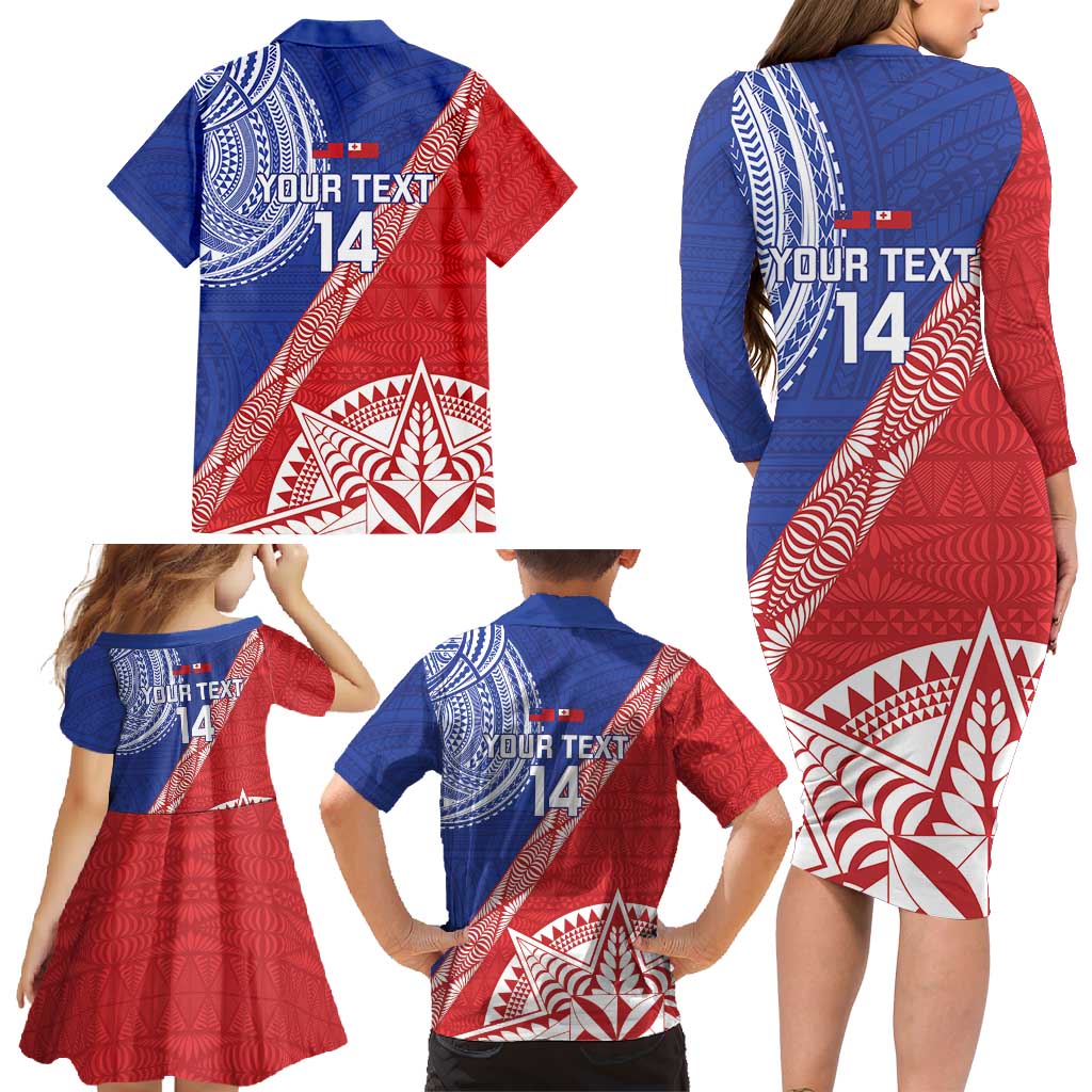 Tonga and Samoa Rugby Custom Family Matching Long Sleeve Bodycon Dress and Hawaiian Shirt Ikale Tahi Manu Samoa Together LT14 - Polynesian Pride
