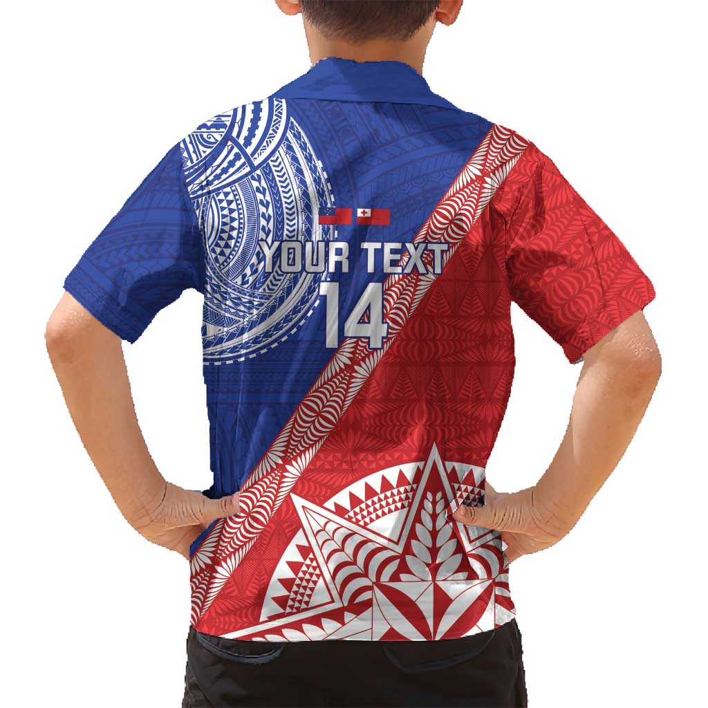 Tonga and Samoa Rugby Custom Family Matching Off Shoulder Maxi Dress and Hawaiian Shirt Ikale Tahi Manu Samoa Together - Polynesian Pride