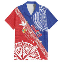 Tonga and Samoa Rugby Custom Family Matching Off Shoulder Maxi Dress and Hawaiian Shirt Ikale Tahi Manu Samoa Together - Polynesian Pride