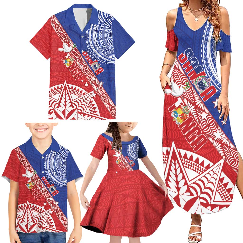 Tonga and Samoa Rugby Custom Family Matching Summer Maxi Dress and Hawaiian Shirt Ikale Tahi Manu Samoa Together - Polynesian Pride