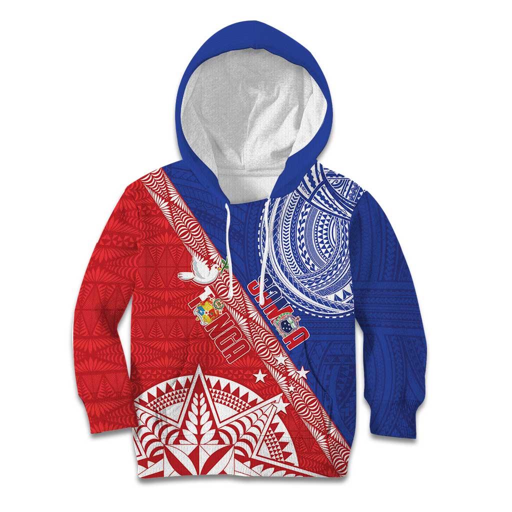 Tonga and Samoa Rugby Custom Kid Hoodie Ikale Tahi Manu Samoa Together - Polynesian Pride