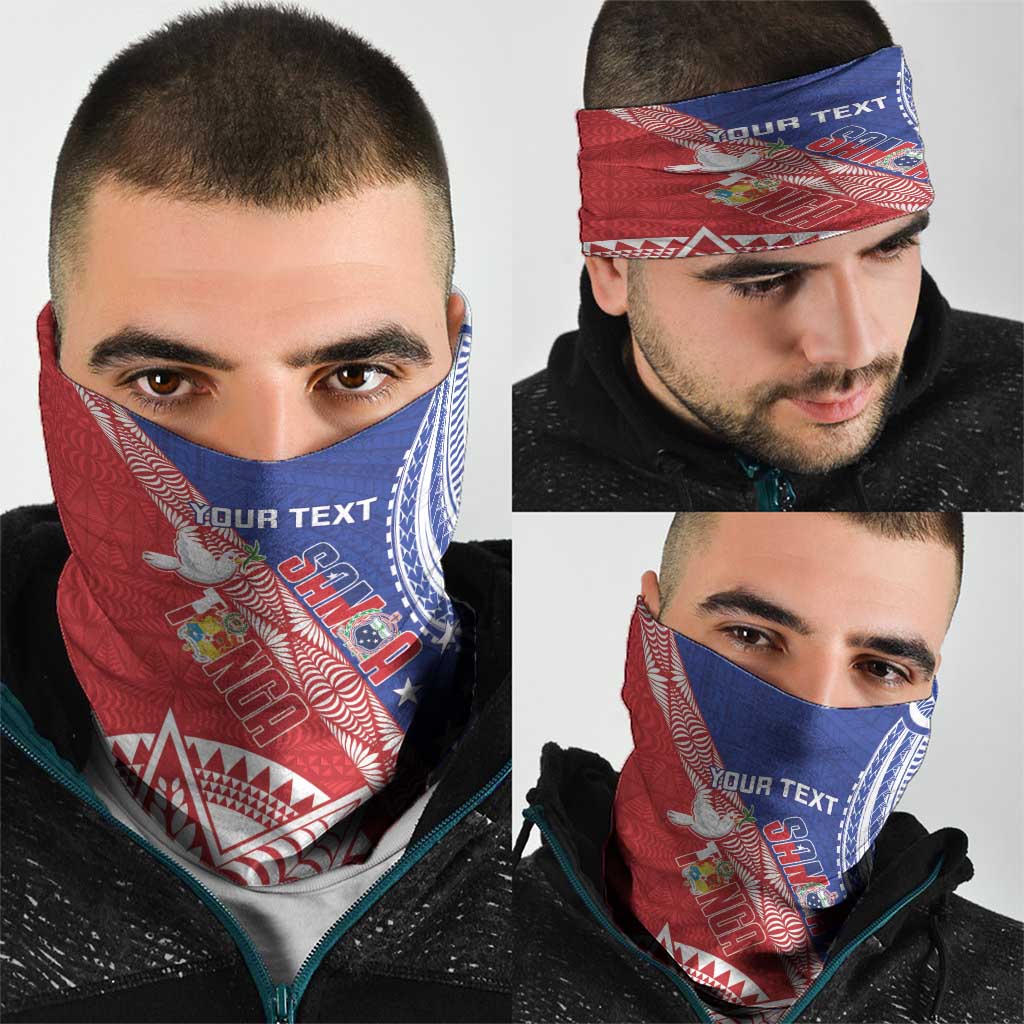 Tonga and Samoa Rugby Custom Neck Gaiter Ikale Tahi Manu Samoa Together - Polynesian Pride