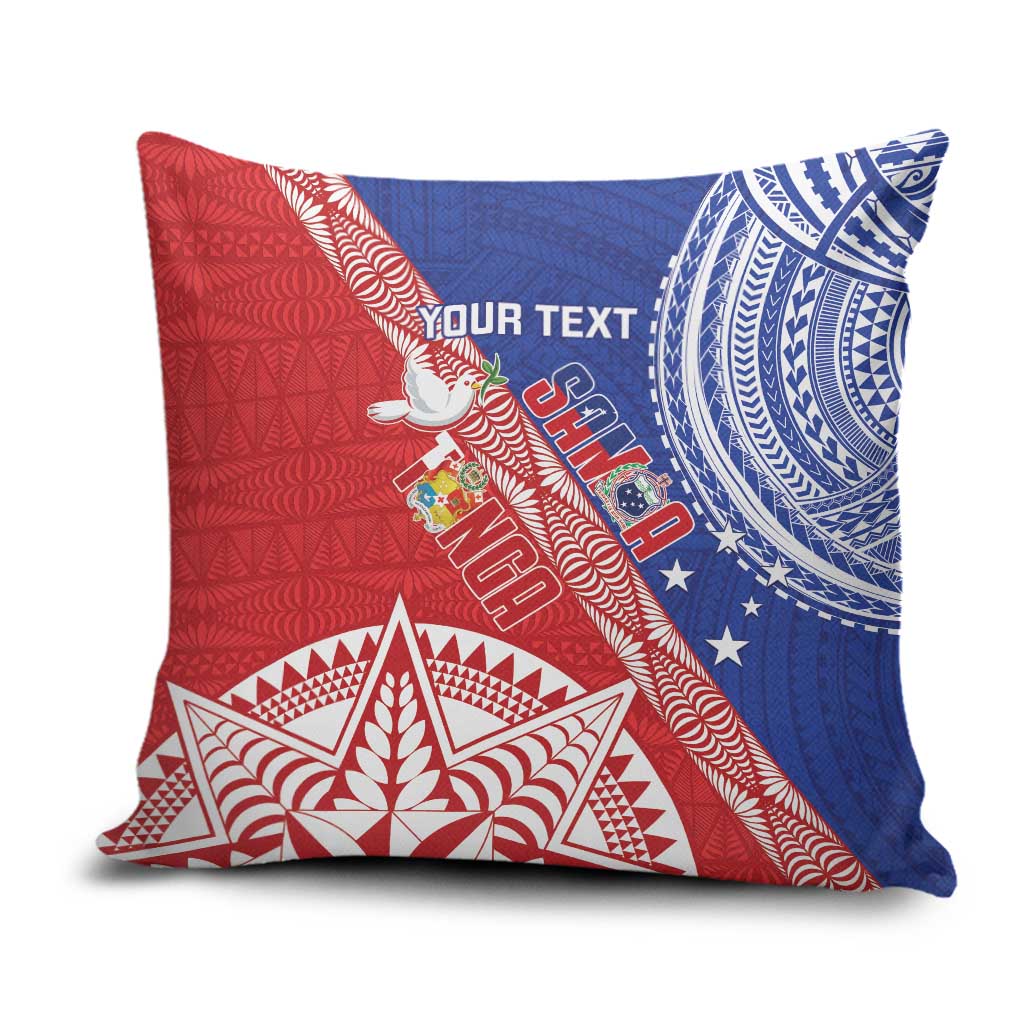 Tonga and Samoa Rugby Custom Pillow Cover Ikale Tahi Manu Samoa Together - Polynesian Pride