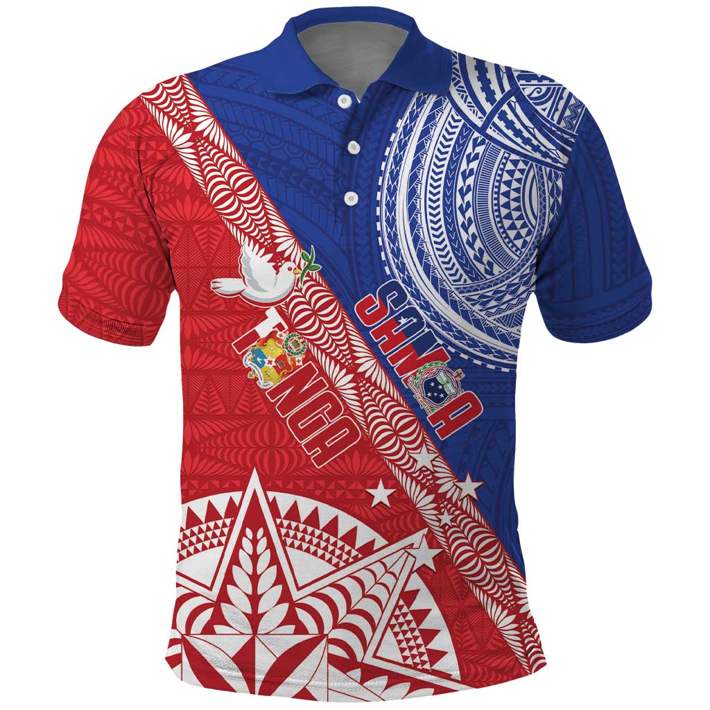 Tonga and Samoa Rugby Custom Polo Shirt Ikale Tahi Manu Samoa Together - Polynesian Pride
