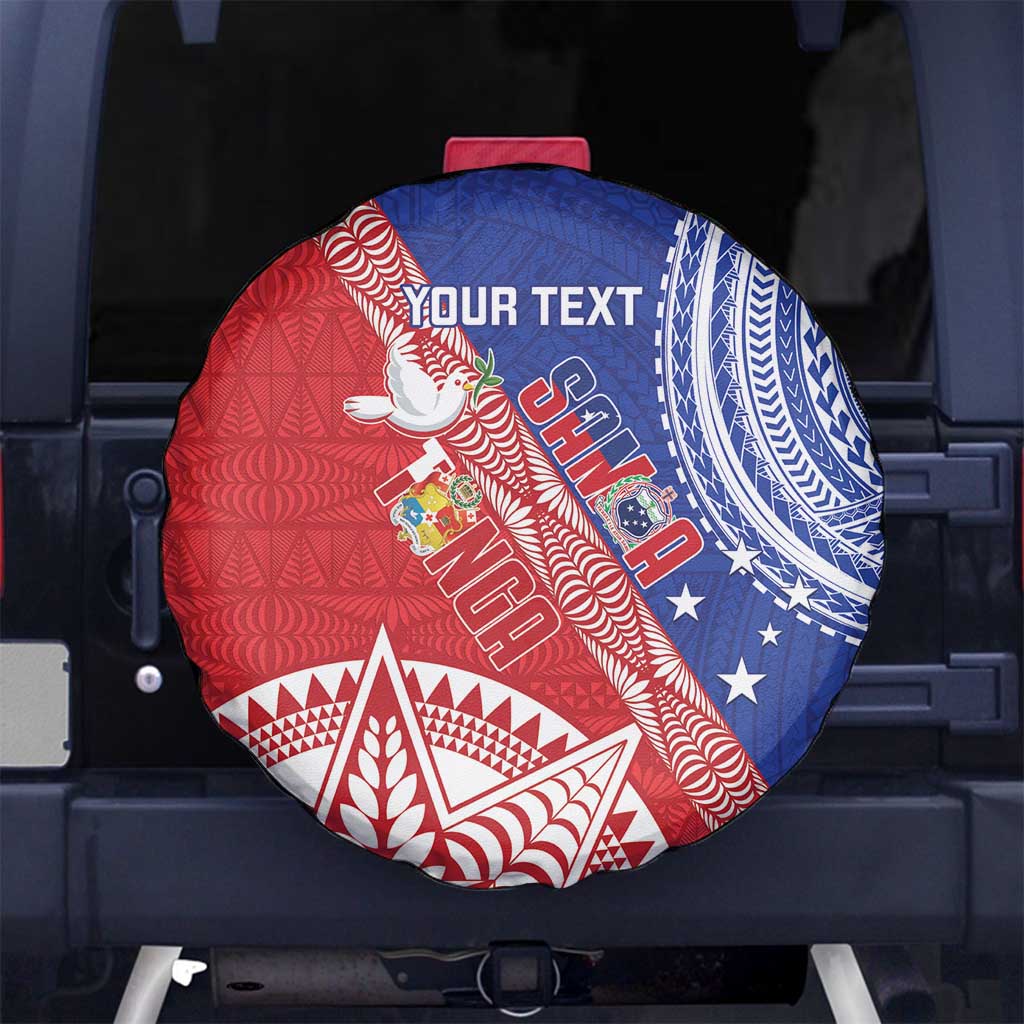 Tonga and Samoa Rugby Custom Spare Tire Cover Ikale Tahi Manu Samoa Together - Polynesian Pride