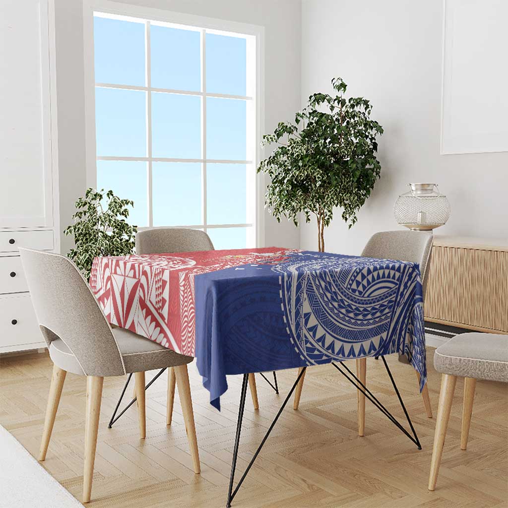 Tonga and Samoa Rugby Custom Tablecloth Ikale Tahi Manu Samoa Together - Polynesian Pride