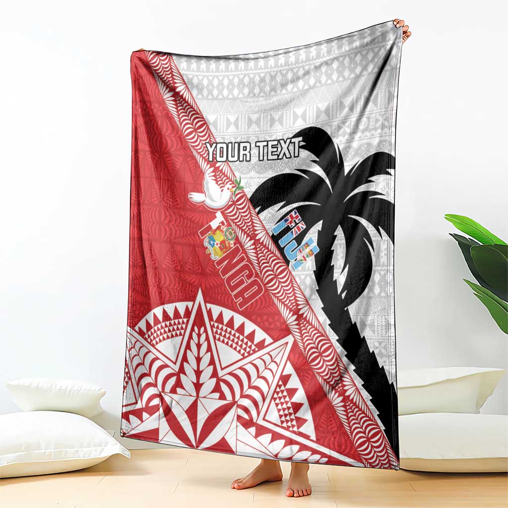 Fiji and Tonga Rugby Custom Blanket Flying Fijians Ikale Tahi Together Pacific - Polynesian Pride