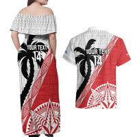 Fiji and Tonga Rugby Custom Couples Matching Off Shoulder Maxi Dress and Hawaiian Shirt Flying Fijians Ikale Tahi Together Pacific LT14 - Polynesian Pride