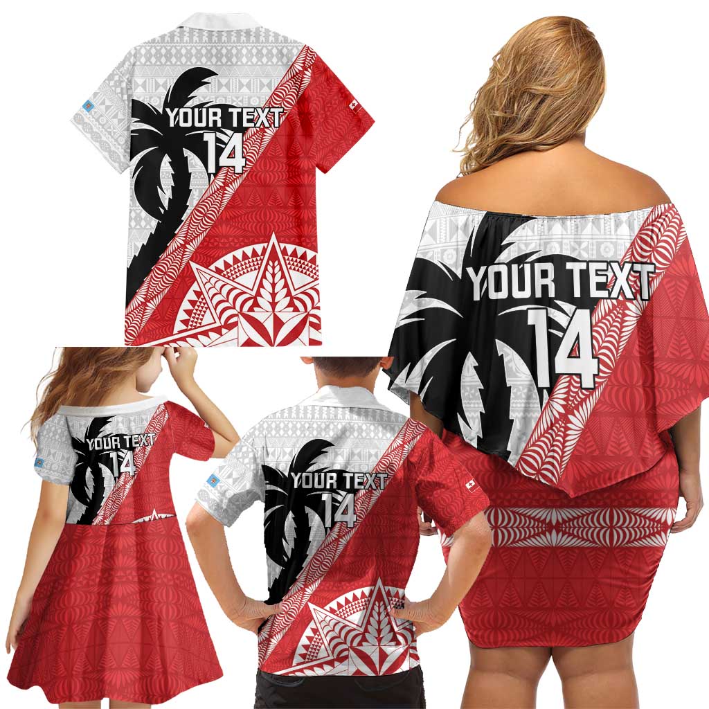 Fiji and Tonga Rugby Custom Family Matching Off Shoulder Short Dress and Hawaiian Shirt Flying Fijians Ikale Tahi Together Pacific LT14 - Polynesian Pride