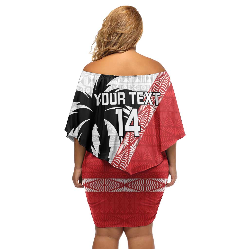 Fiji and Tonga Rugby Custom Family Matching Off Shoulder Short Dress and Hawaiian Shirt Flying Fijians Ikale Tahi Together Pacific LT14 - Polynesian Pride