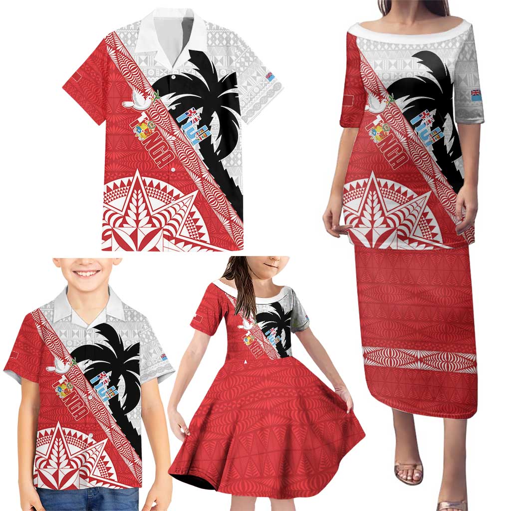 Fiji and Tonga Rugby Custom Family Matching Puletasi and Hawaiian Shirt Flying Fijians Ikale Tahi Together Pacific - Polynesian Pride