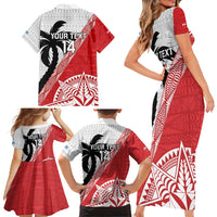 Fiji and Tonga Rugby Custom Family Matching Short Sleeve Bodycon Dress and Hawaiian Shirt Flying Fijians Ikale Tahi Together Pacific LT14 - Polynesian Pride