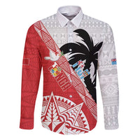 Fiji and Tonga Rugby Custom Family Matching Short Sleeve Bodycon Dress and Hawaiian Shirt Flying Fijians Ikale Tahi Together Pacific LT14 Dad's Shirt - Long Sleeve Red - Polynesian Pride