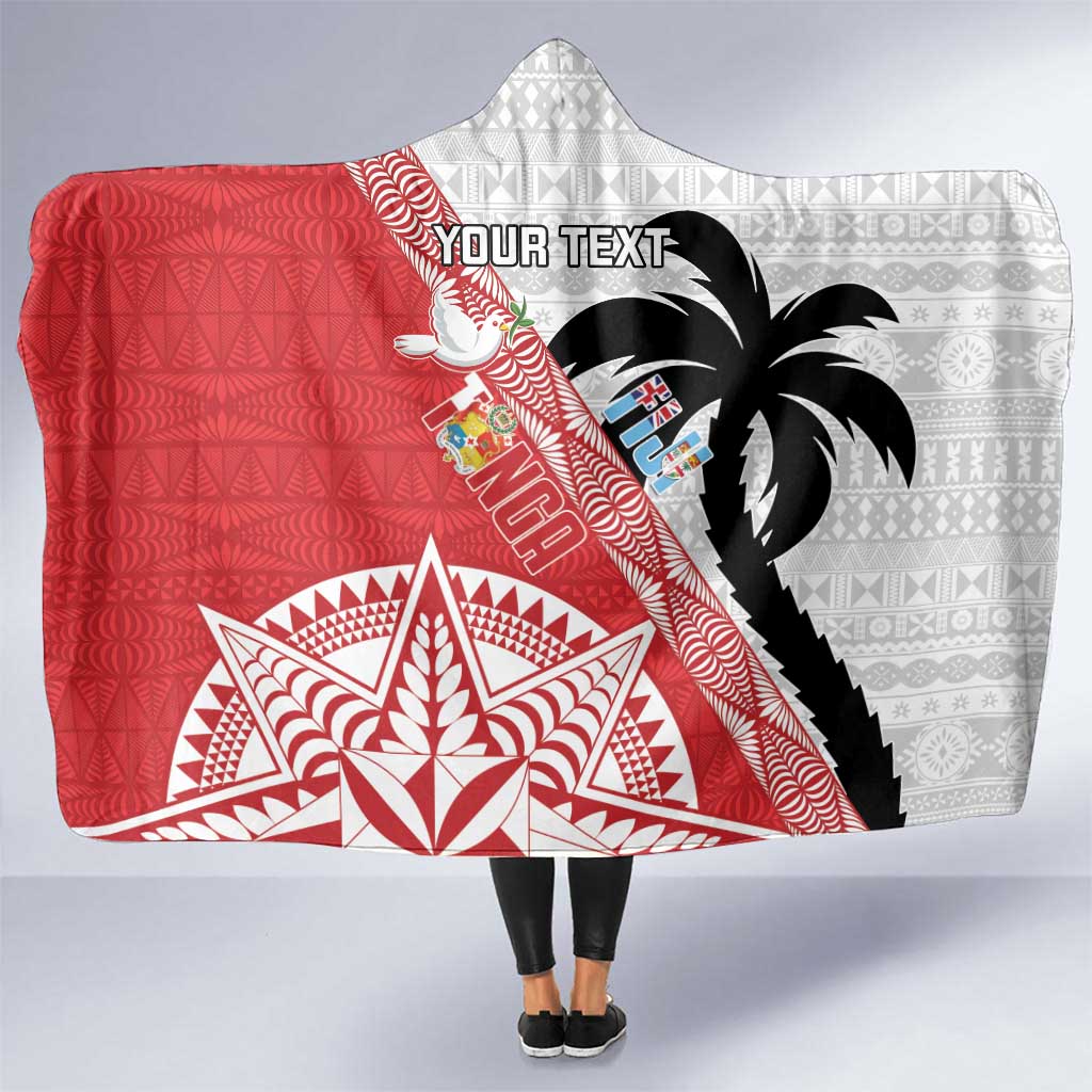 Fiji and Tonga Rugby Custom Hooded Blanket Flying Fijians Ikale Tahi Together Pacific - Polynesian Pride