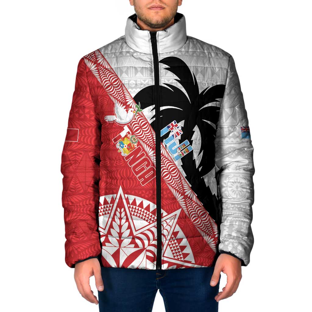 Fiji and Tonga Rugby Custom Padded Jacket Flying Fijians Ikale Tahi Together Pacific - Polynesian Pride
