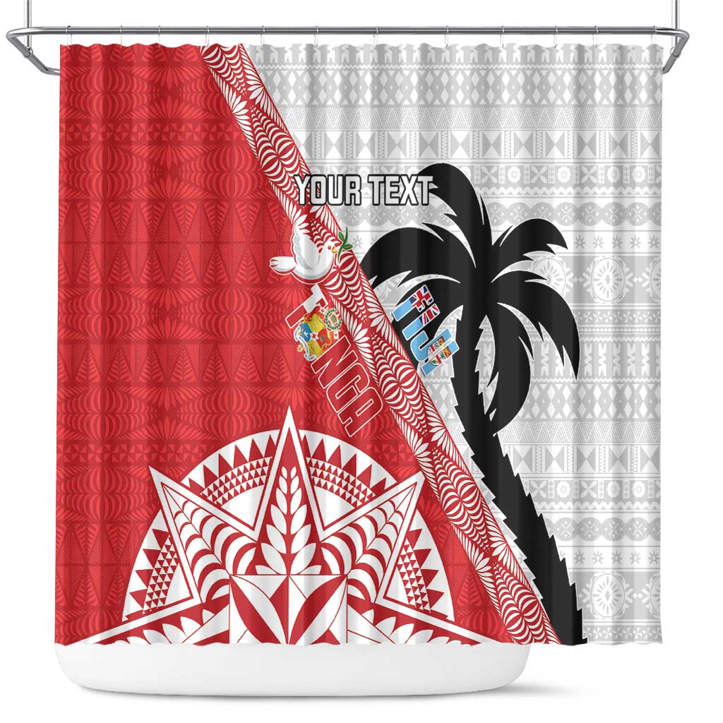 Fiji and Tonga Rugby Custom Shower Curtain Flying Fijians Ikale Tahi Together Pacific - Polynesian Pride