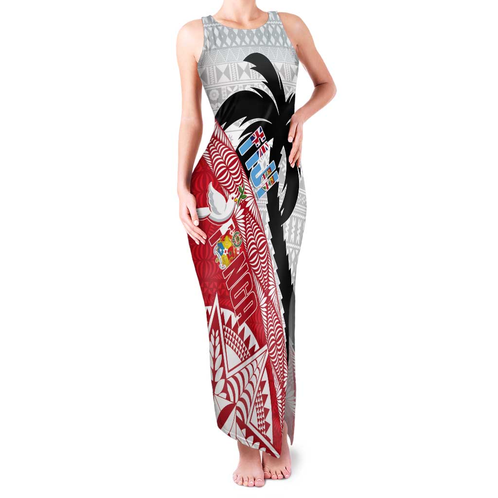 Fiji and Tonga Rugby Custom Tank Maxi Dress Flying Fijians Ikale Tahi Together Pacific - Polynesian Pride