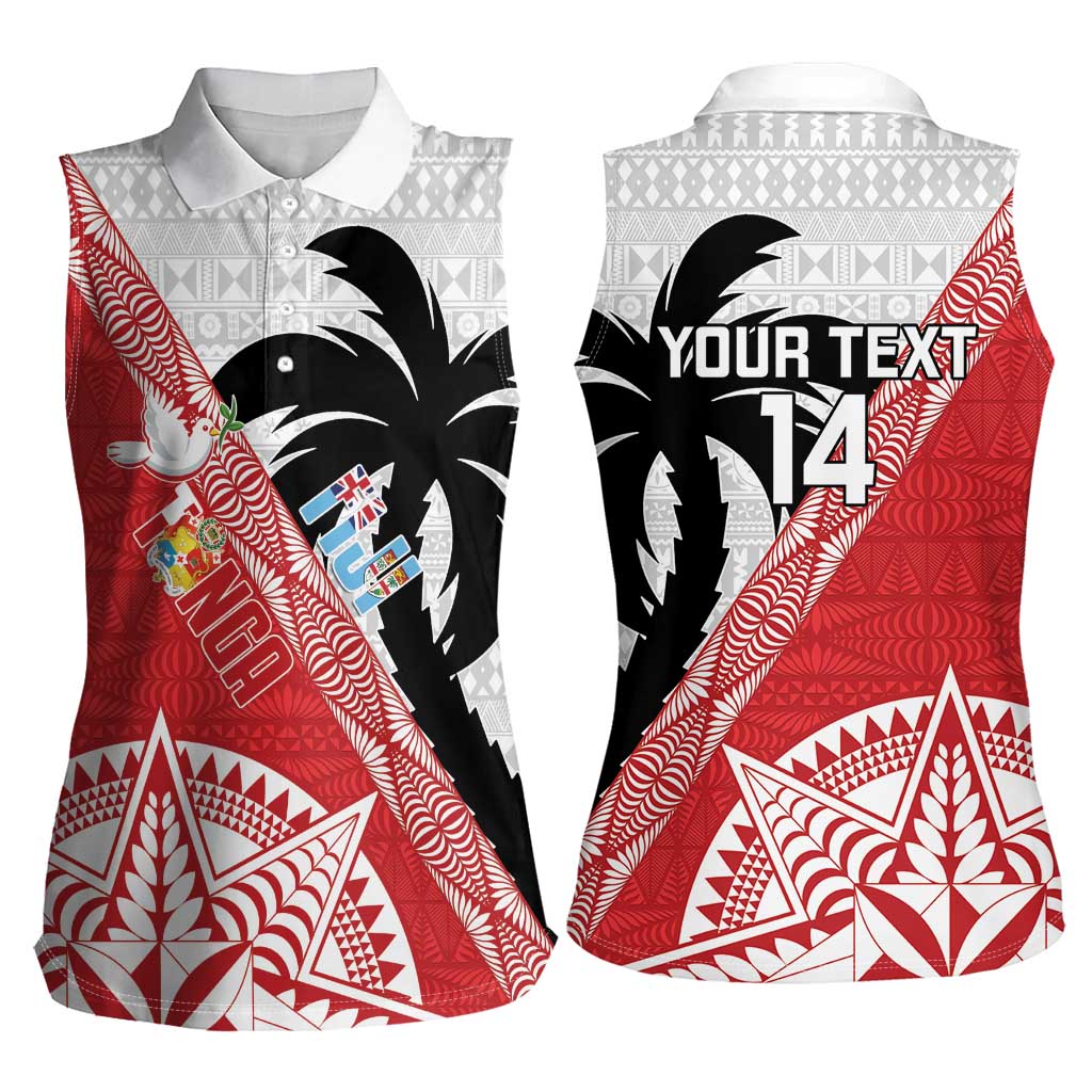 Fiji and Tonga Rugby Custom Women Sleeveless Polo Shirt Flying Fijians Ikale Tahi Together Pacific LT14 - Polynesian Pride