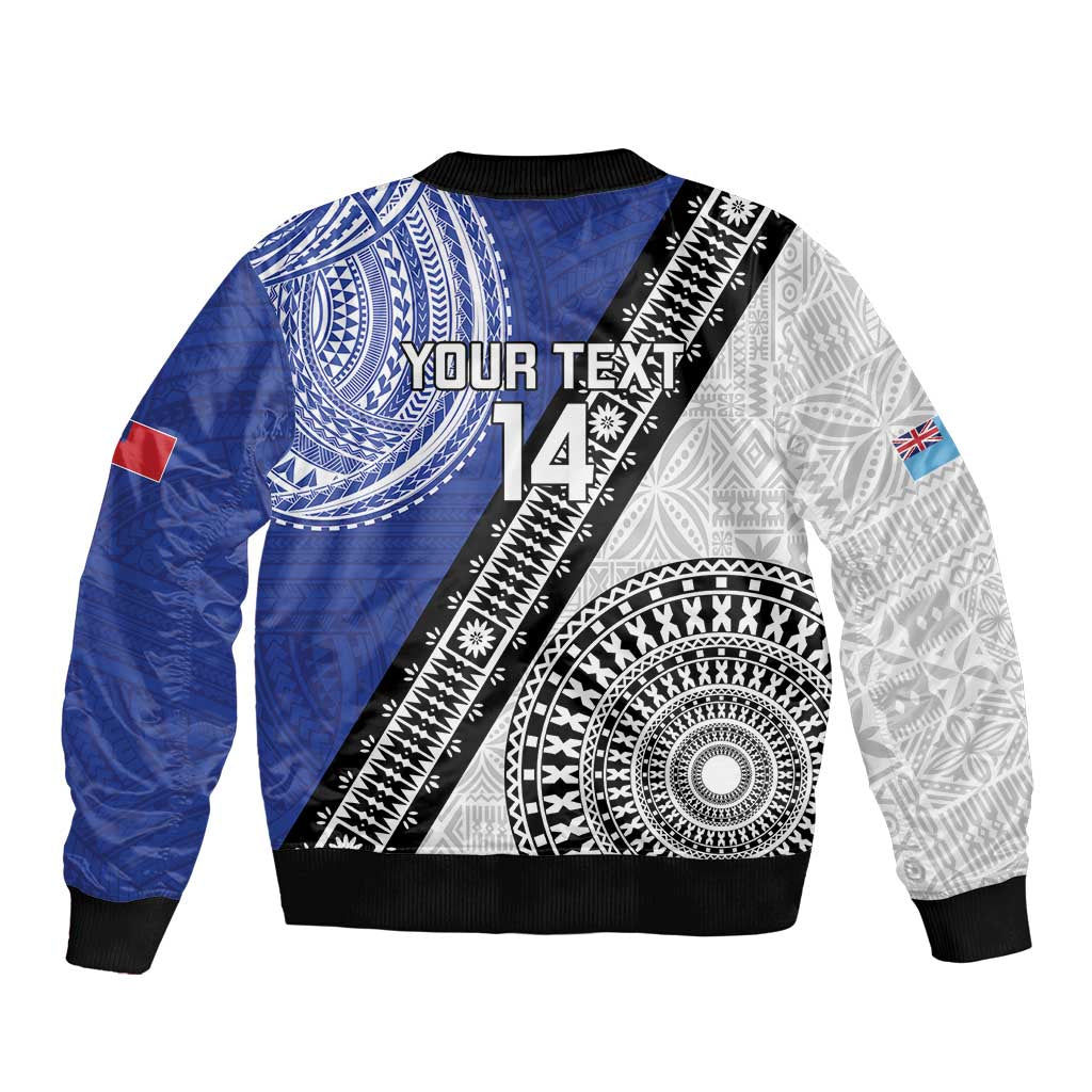 Fiji an Samoa Rugby Custom Bomber Jacket Flying Fijians Manu Samoa Together Pacific - Polynesian Pride