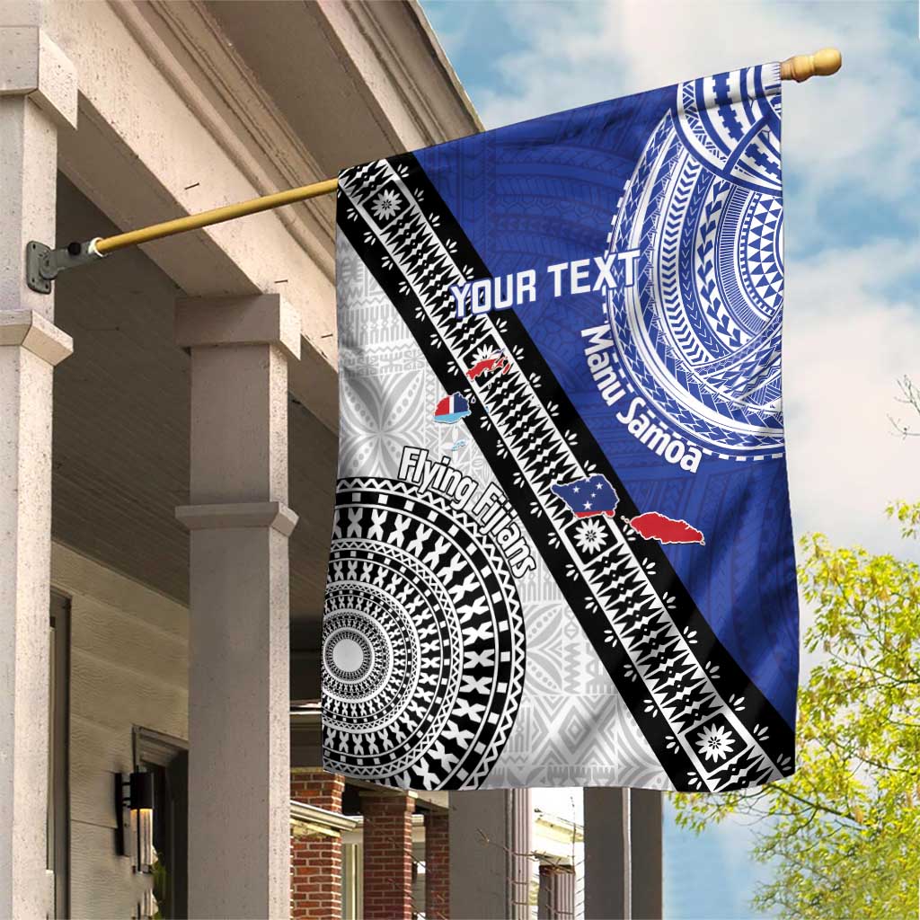 Fiji an Samoa Rugby Custom Garden Flag Flying Fijians Manu Samoa Together Pacific - Polynesian Pride
