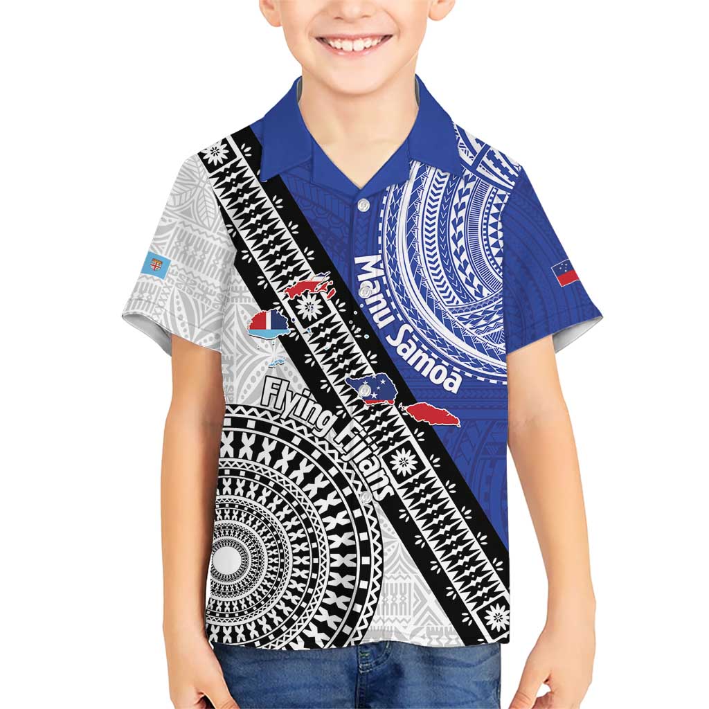 Fiji an Samoa Rugby Custom Hawaiian Shirt Flying Fijians Manu Samoa Together Pacific - Polynesian Pride