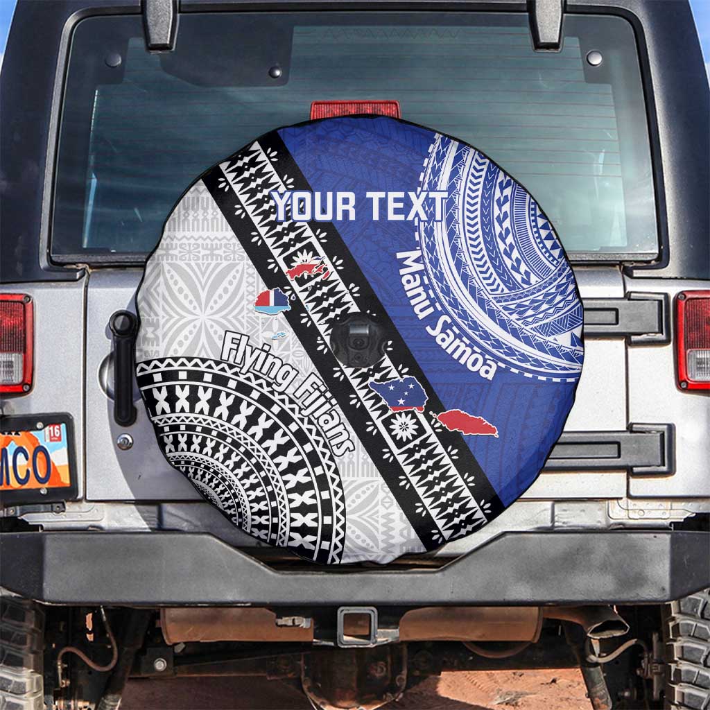 Fiji an Samoa Rugby Custom Spare Tire Cover Flying Fijians Manu Samoa Together Pacific - Polynesian Pride