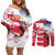 USA and Japan Rugby Custom Couples Matching Off Shoulder Short Dress and Long Sleeve Button Shirt Eagles Brave Blossoms Together Pacific - Polynesian Pride
