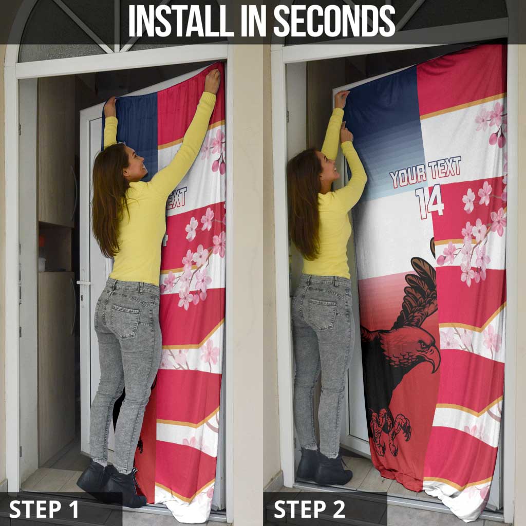 USA and Japan Rugby Custom Door Cover Eagles Brave Blossoms Together Pacific LT14 - Polynesian Pride