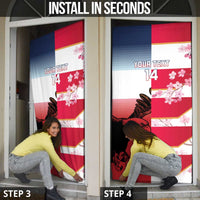 USA and Japan Rugby Custom Door Cover Eagles Brave Blossoms Together Pacific LT14 - Polynesian Pride