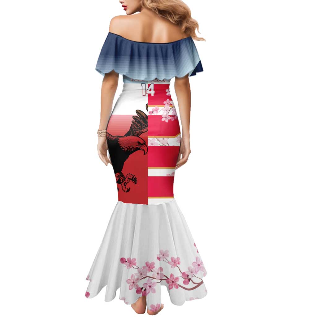 USA and Japan Rugby Custom Family Matching Mermaid Dress and Hawaiian Shirt Eagles Brave Blossoms Together Pacific LT14 - Polynesian Pride