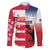 USA and Japan Rugby Custom Family Matching Off The Shoulder Long Sleeve Dress and Hawaiian Shirt Eagles Brave Blossoms Together Pacific - Polynesian Pride