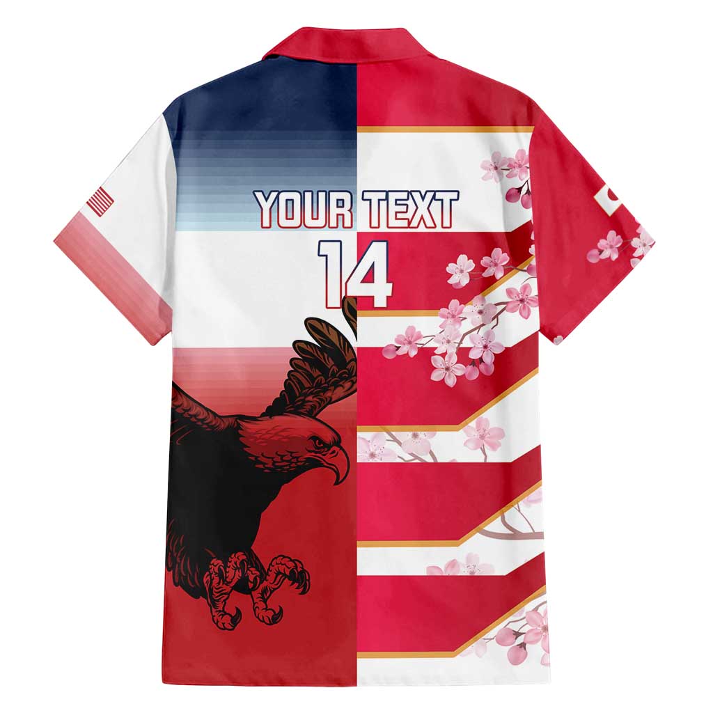USA and Japan Rugby Custom Family Matching Off Shoulder Maxi Dress and Hawaiian Shirt Eagles Brave Blossoms Together Pacific LT14 - Polynesian Pride