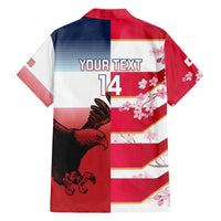 USA and Japan Rugby Custom Family Matching Puletasi and Hawaiian Shirt Eagles Brave Blossoms Together Pacific LT14 - Polynesian Pride