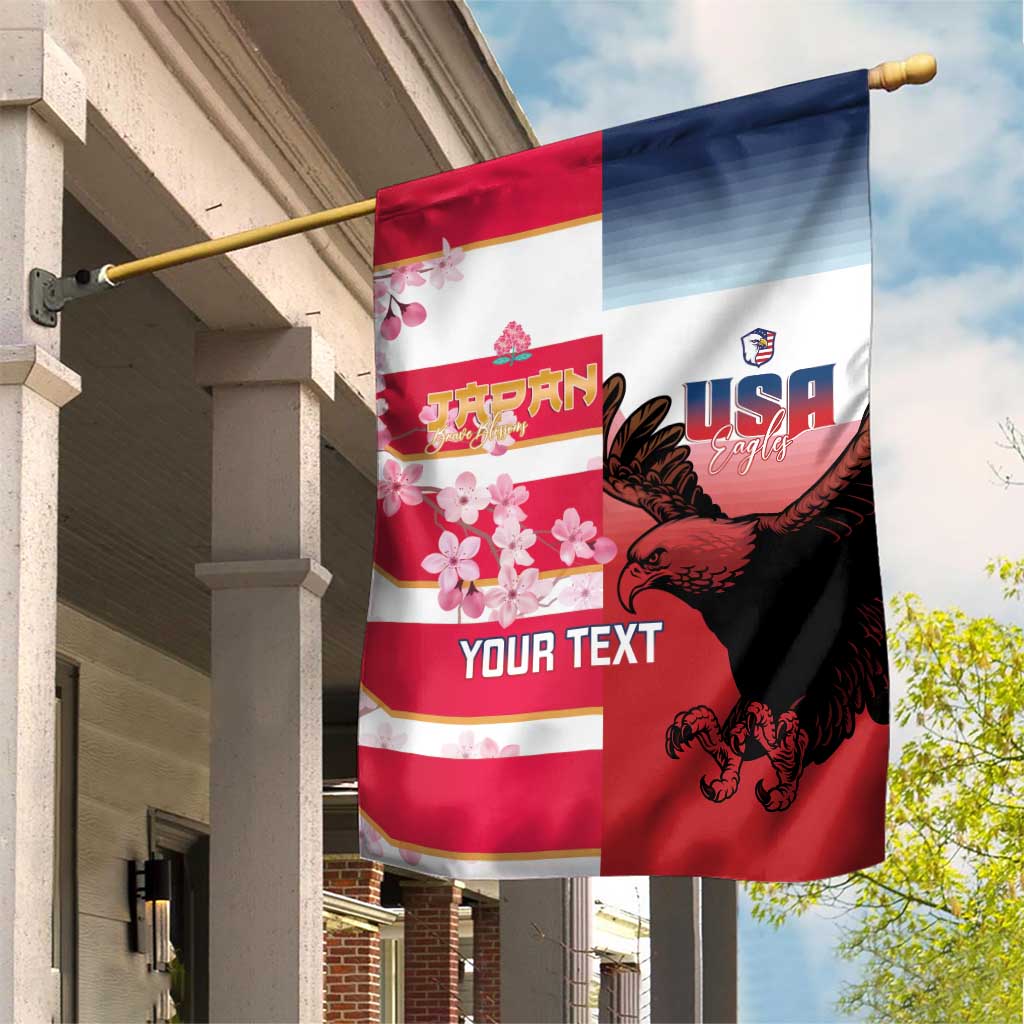 USA and Japan Rugby Custom Garden Flag Eagles Brave Blossoms Together Pacific LT14 House Flag Red - Polynesian Pride