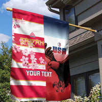USA and Japan Rugby Custom Garden Flag Eagles Brave Blossoms Together Pacific LT14 - Polynesian Pride