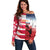 USA and Japan Rugby Custom Off Shoulder Sweater Eagles Brave Blossoms Together Pacific - Polynesian Pride