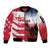 USA and Japan Rugby Custom Sleeve Zip Bomber Jacket Eagles Brave Blossoms Together Pacific - Polynesian Pride
