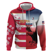 USA and Japan Rugby Custom Zip Hoodie Eagles Brave Blossoms Together Pacific - Polynesian Pride