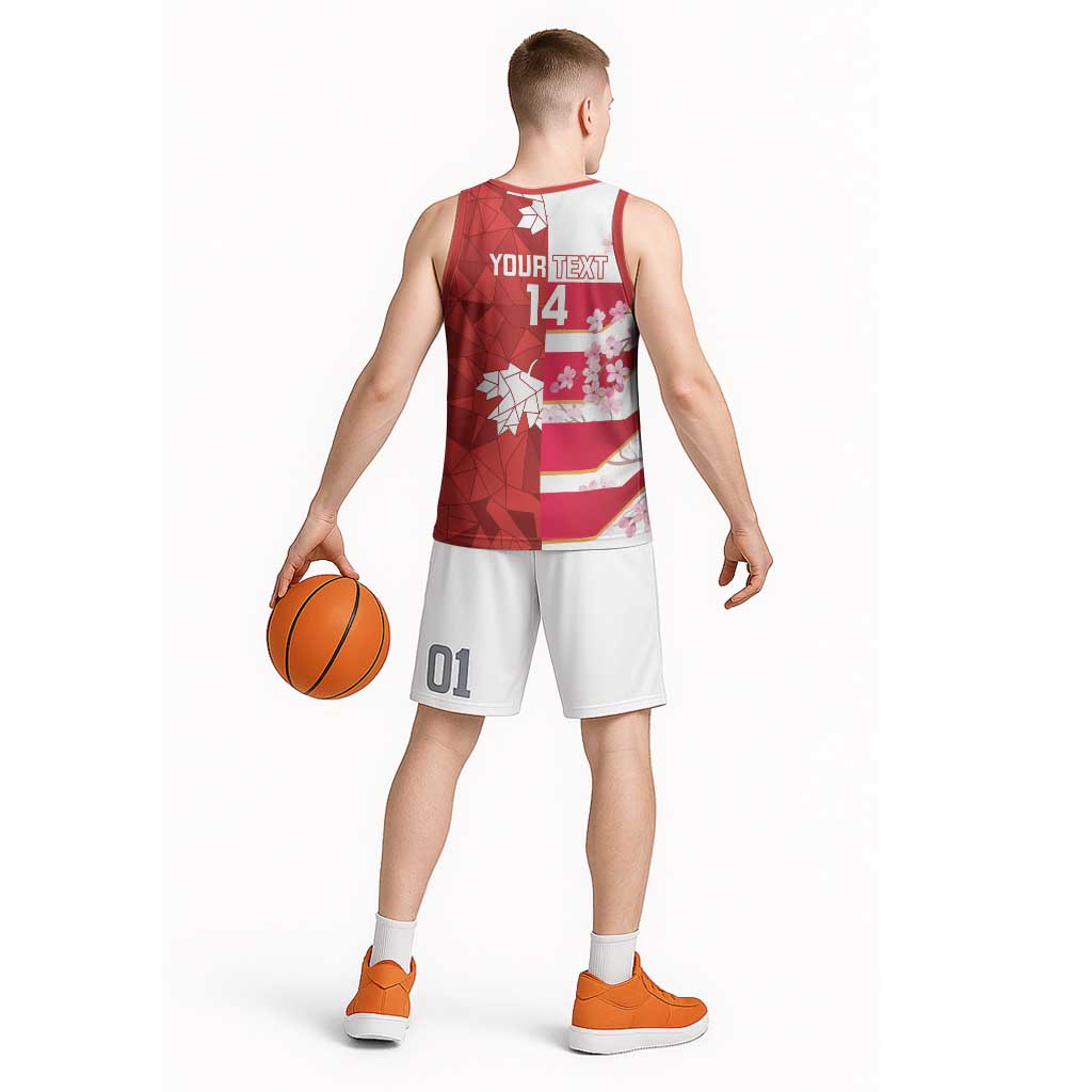 Canada and Japan Rugby Custom Basketball Jersey Canucks Brave Blossoms Together Pacific - Polynesian Pride
