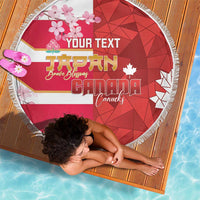Canada and Japan Rugby Custom Beach Blanket Canucks Brave Blossoms Together Pacific - Polynesian Pride