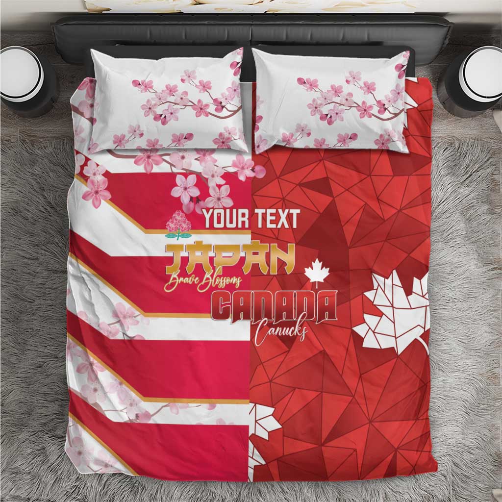 Canada and Japan Rugby Custom Bedding Set Canucks Brave Blossoms Together Pacific - Polynesian Pride