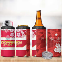 Canada and Japan Rugby 4 in 1 Can Cooler Tumbler Canucks Brave Blossoms Together Pacific - Polynesian Pride